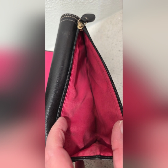 Coach LEGACY TURNLOCK Wallet Black Leather Pink Interior Clutch Bag Retro - Picture 4 of 10